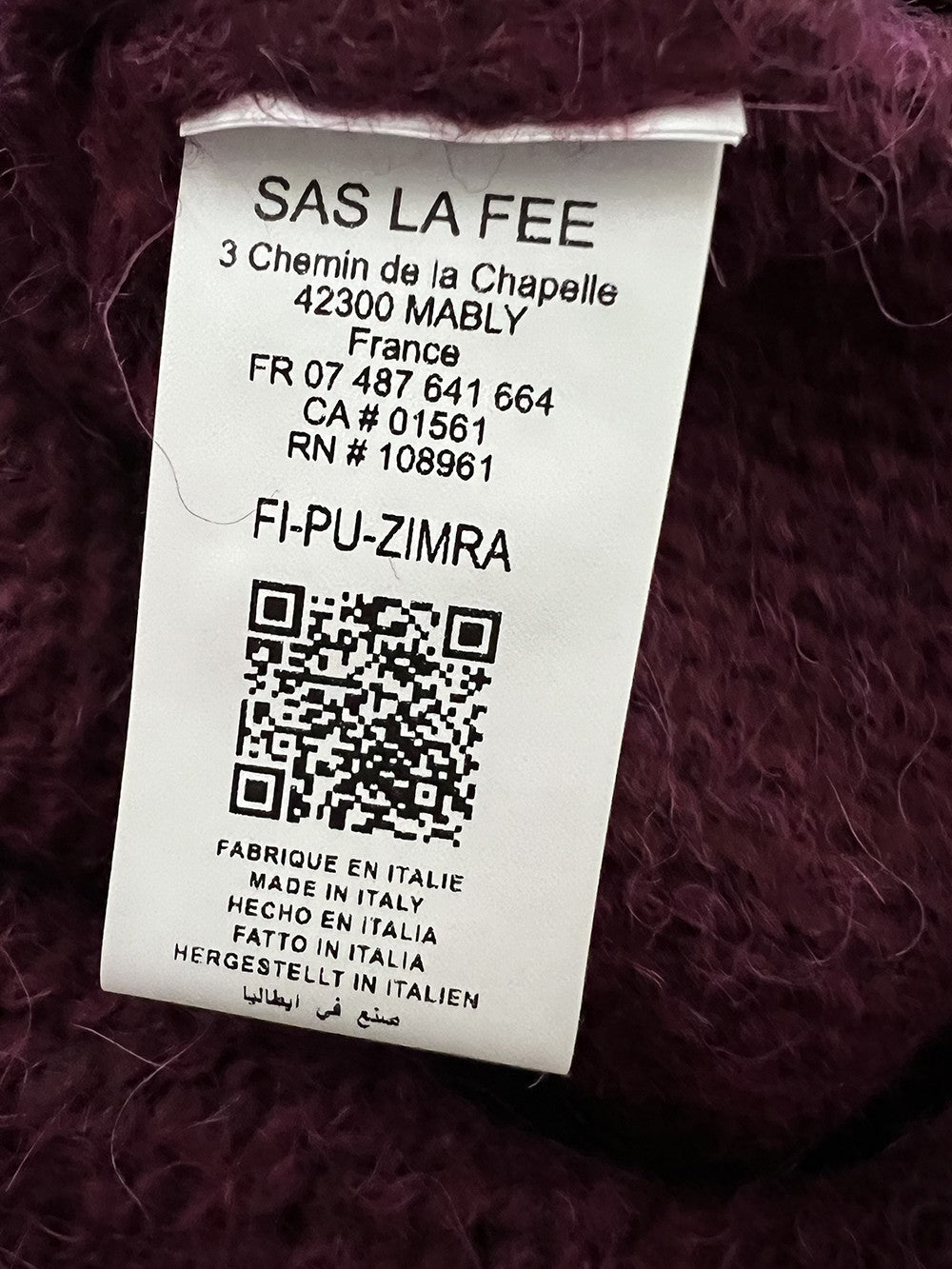 LA FEE MARABOUTEE maglia donna burgundy ZIMRA MADE IN ITALY