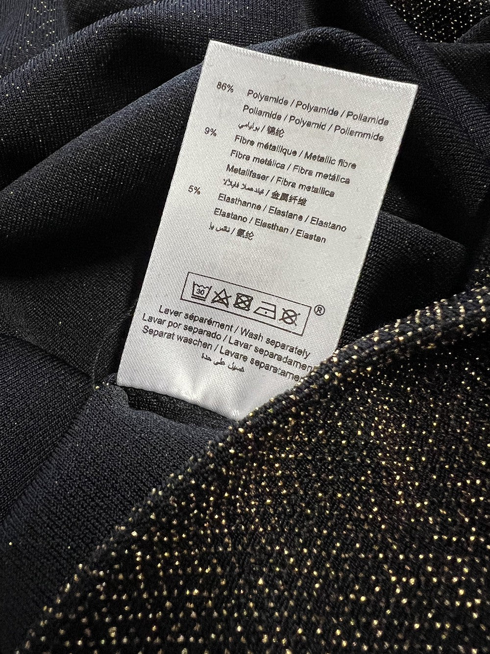 LA FEE MARABOUTEE blusa donna lurex nero/oro ZRATI-D MADE IN ITALY