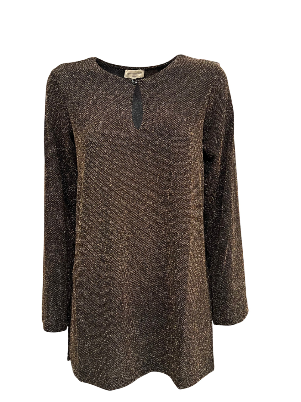 LA FEE MARABOUTEE blusa donna lurex nero/oro ZRATI-D MADE IN ITALY