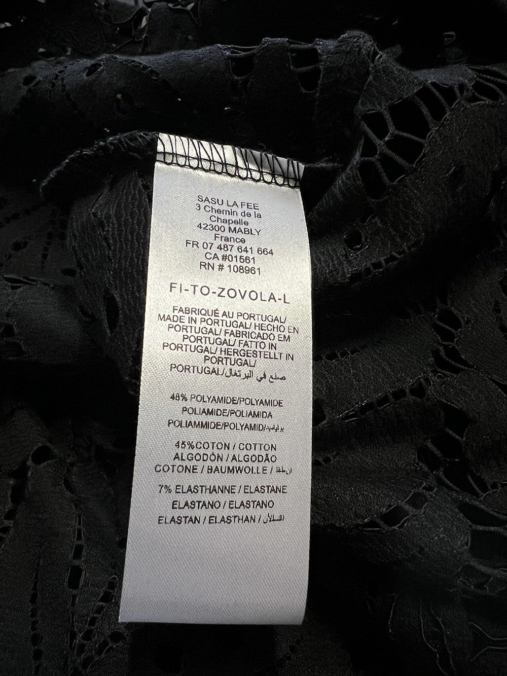 LA FEE MARABOUTEE blusa donna pizzo nero ZOVOLA 48% poliammide 45% cotone 7% elastan