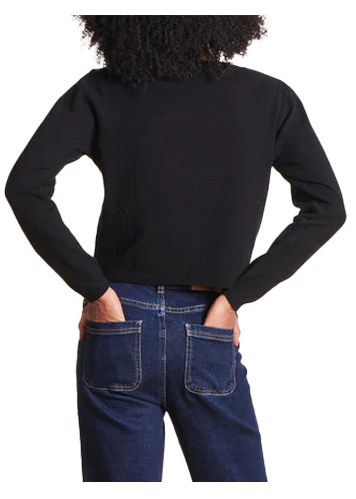 LA FEE MARABOUTEE cardigan donna bianco/azzurro TELLA misto lana MADE IN ITALY