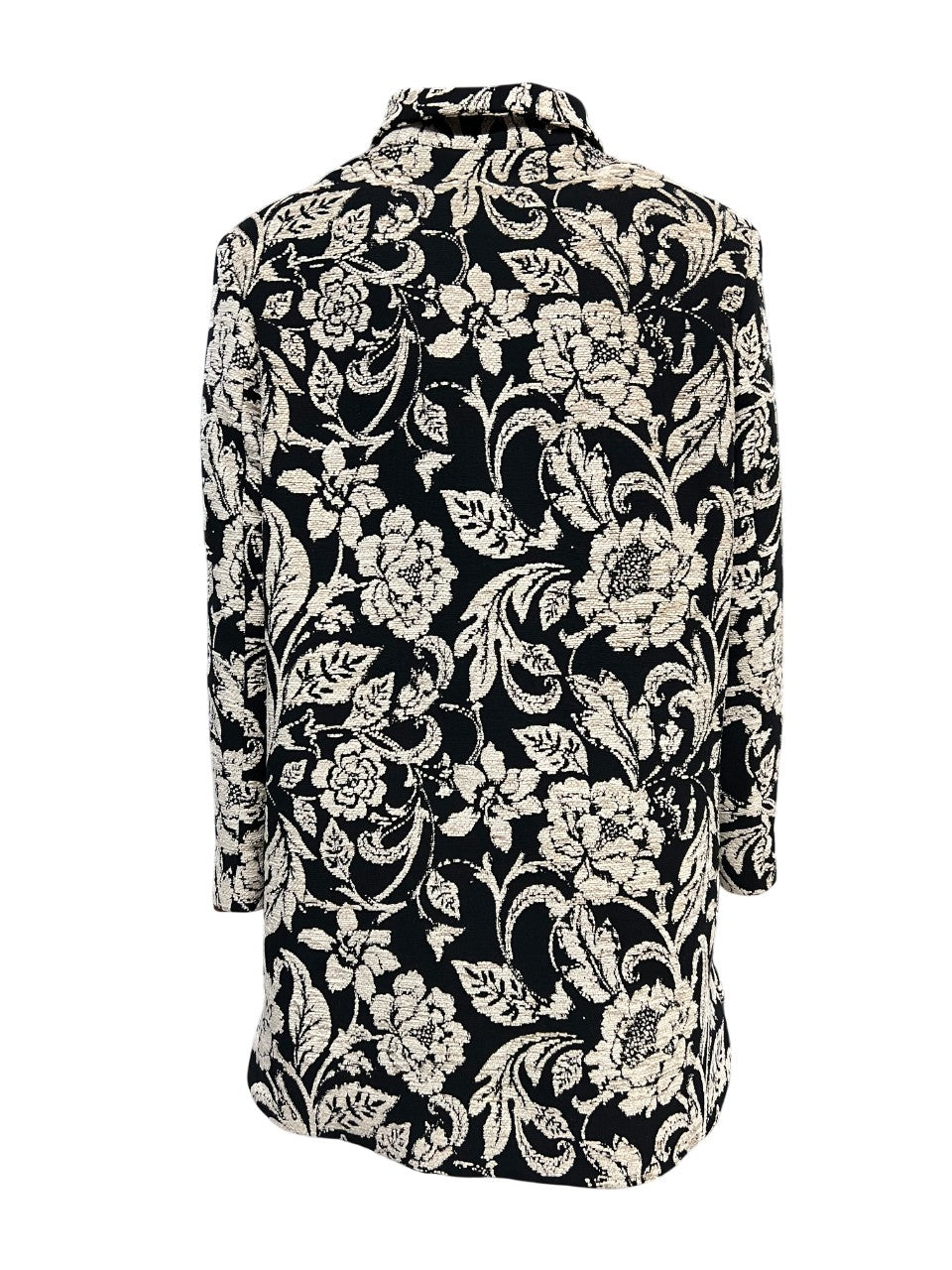 GUTTHA MILANO giaccone donna damascato nero fiori ecru GUT24077 PASU MADE IN ITALY