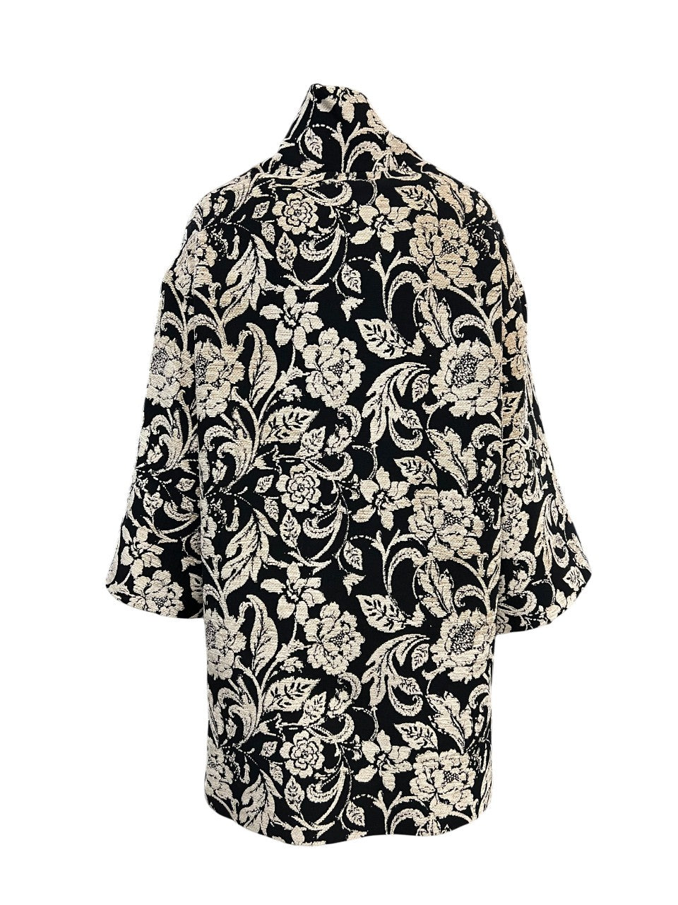 GUTTHA MILANO cappotto donna damascato nero fiori ecru GUT24052 PASU MADE IN ITALY