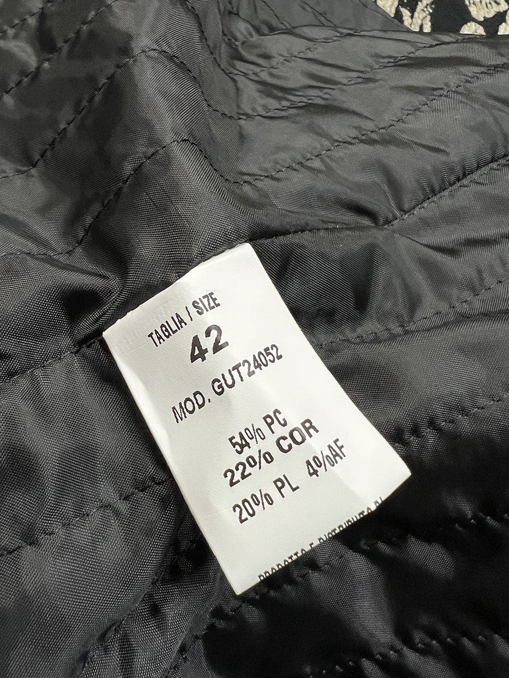 GUTTHA MILANO cappotto donna damascato nero fiori ecru GUT24052 PASU MADE IN ITALY