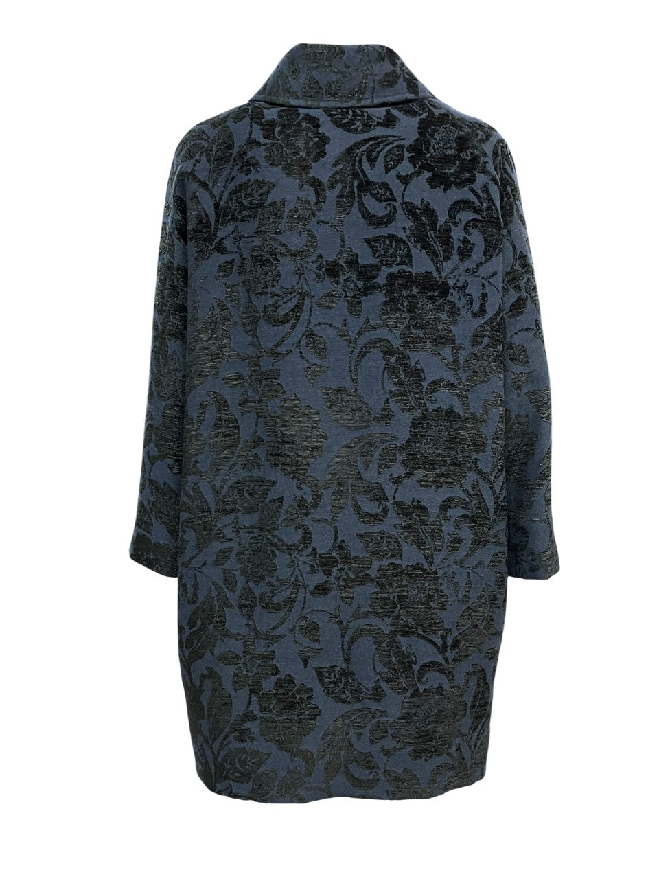 GUTTHA MILANO cappotto donna damascato blu fiori neri GUT24069 PASU MADE IN ITALY