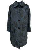 GUTTHA MILANO cappotto donna damascato blu fiori neri GUT24069 PASU MADE IN ITALY