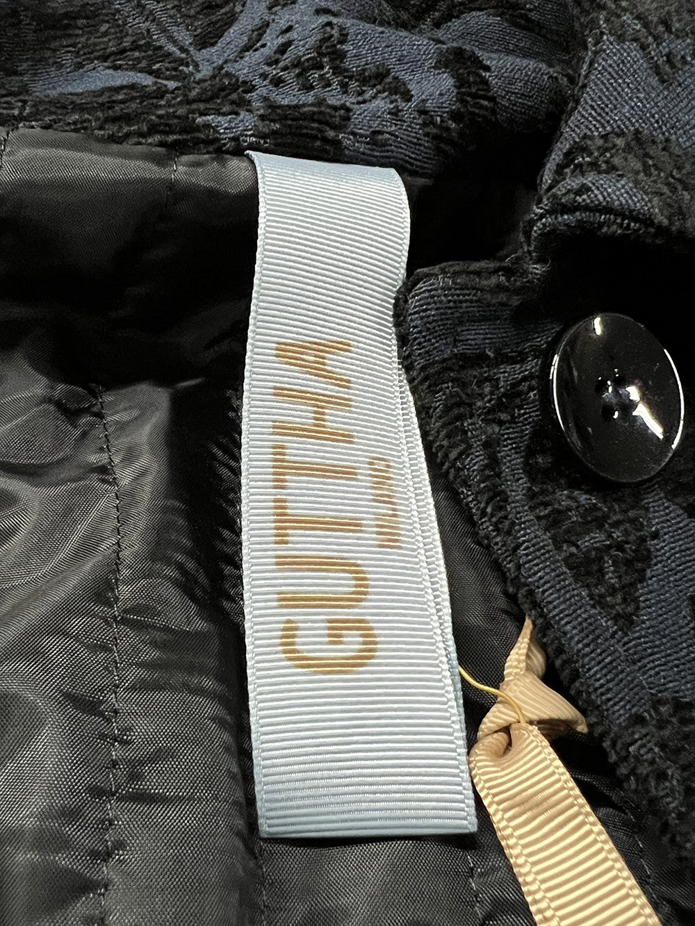 GUTTHA MILANO cappotto donna damascato blu fiori neri GUT24069 PASU MADE IN ITALY