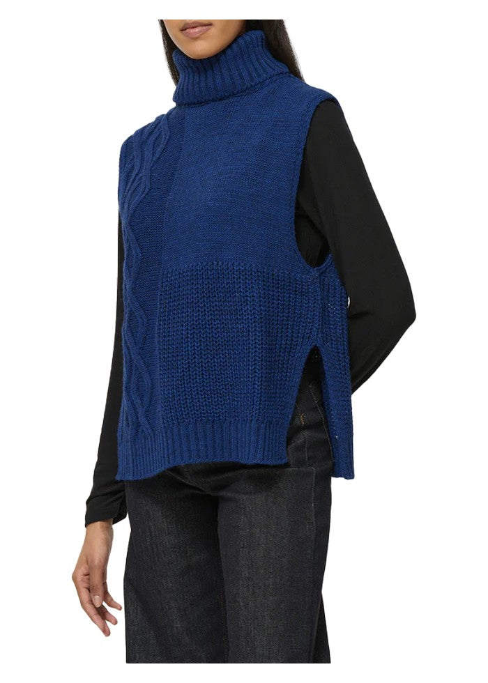 HUMILITY 1949 gilet donna collo alto bluette COLETI MADE IN ITALY