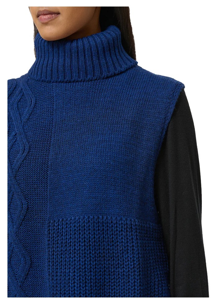 HUMILITY 1949 gilet donna collo alto bluette COLETI MADE IN ITALY