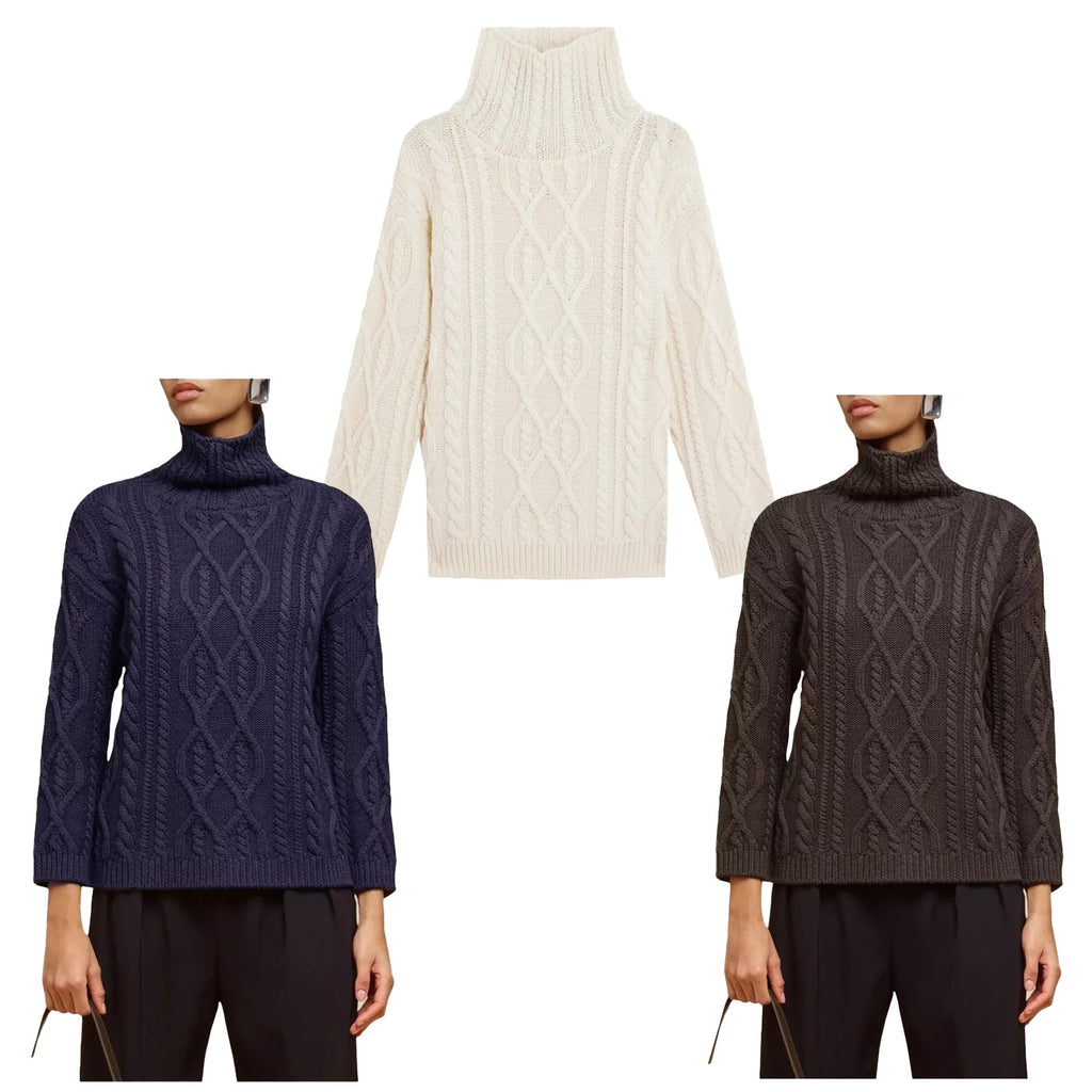 LIVIANA CONTI maglia donna lavorazione trecce F4WD10 100% lana dip dye  MADE IN ITALY