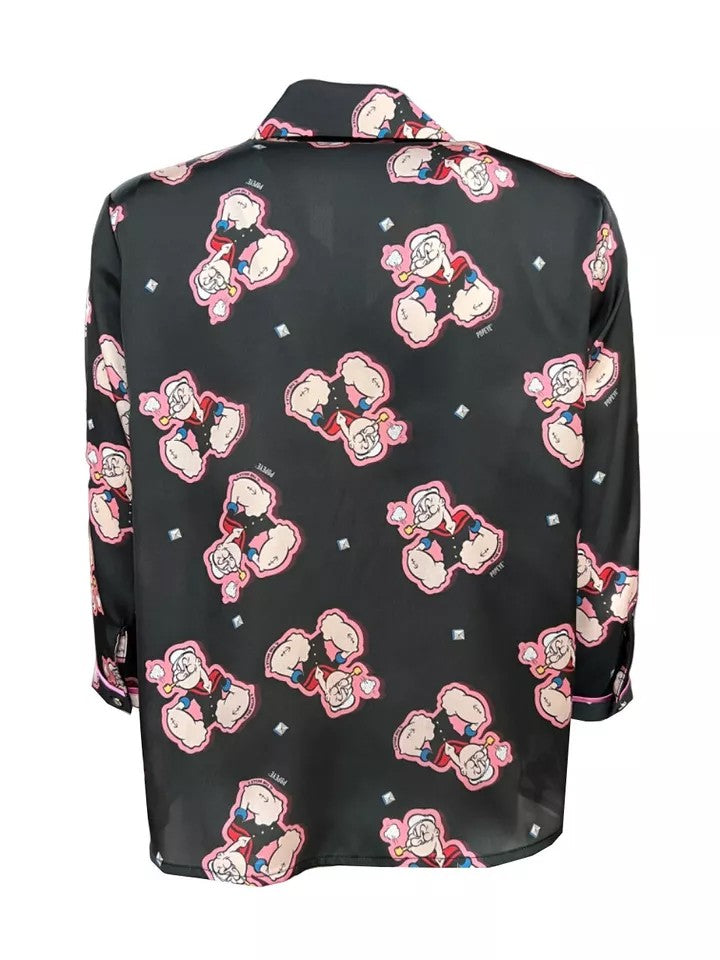 IL THE DELLE 5 camicia nera SPOON POPEYE MADE IN ITALY