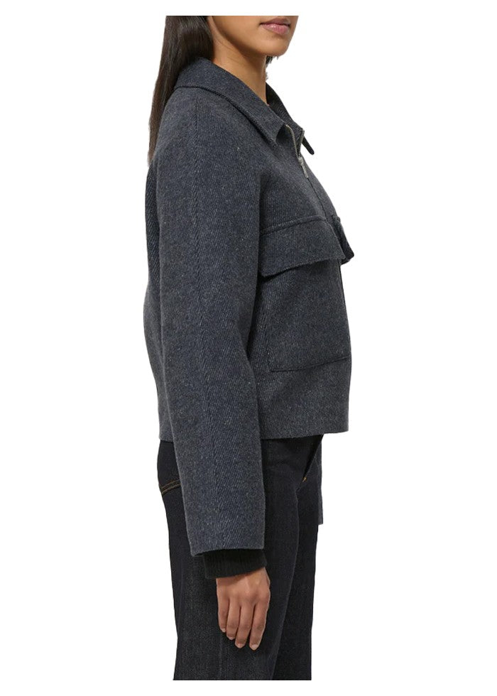 HUMILITY giubbino donna tessuto diagonale antracite/blu CAPILI