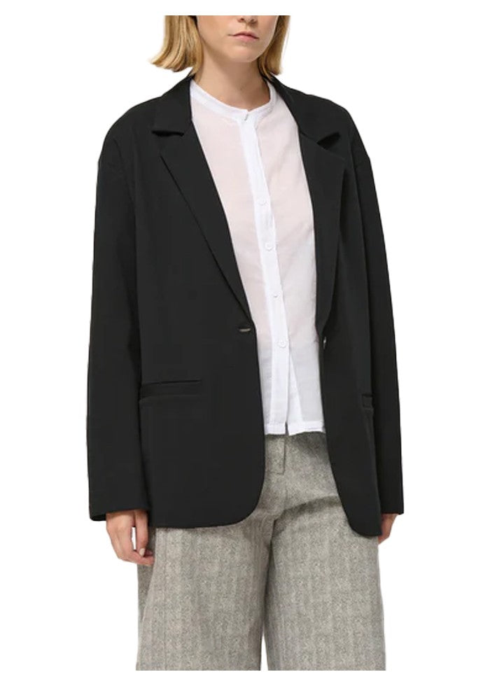 HUMILITY giacca donna punto milano nera over CAYDEN-M MADE IN ITALY