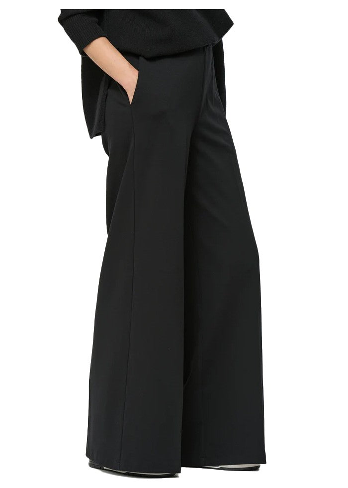 HUMILITY pantalone donna palazzo punto milano nero SOPHINO-M MADE IN ITALY