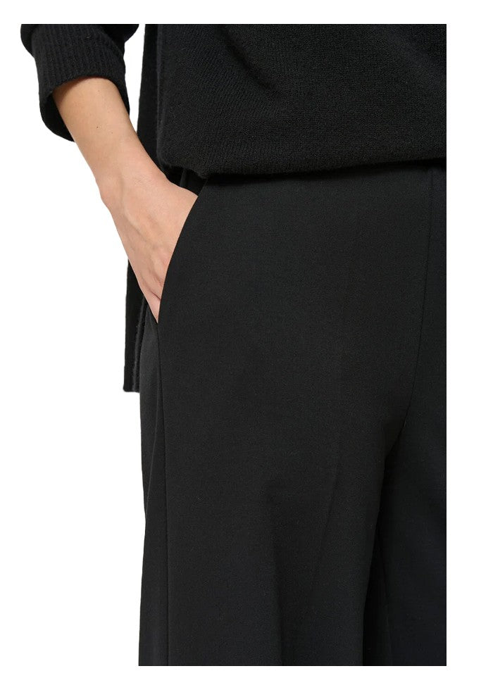 HUMILITY pantalone donna palazzo punto milano nero SOPHINO-M MADE IN ITALY