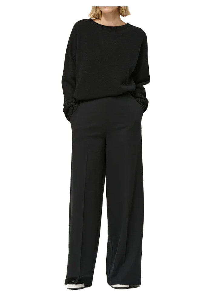 HUMILITY pantalone donna palazzo punto milano nero SOPHINO-M MADE IN ITALY