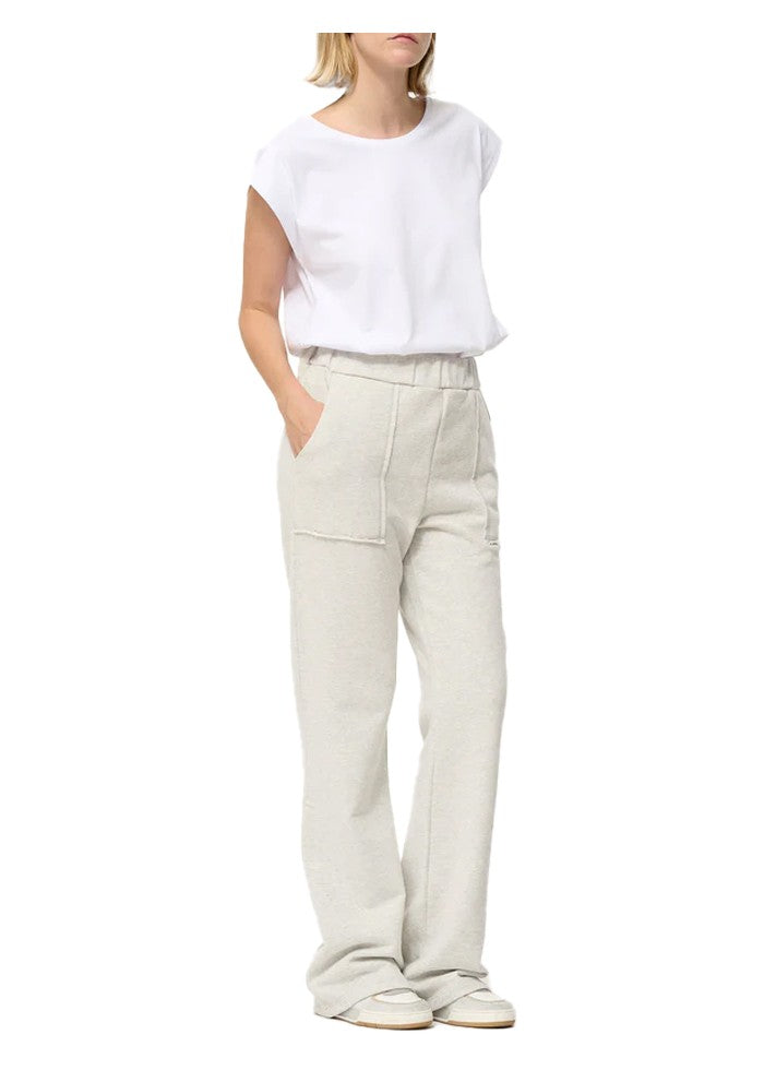 HUMILITY pantalone donna felpa garzata grigio chiaro melange COCO 85% cotone 15% poliestere