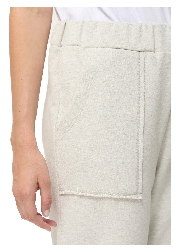 HUMILITY pantalone donna felpa garzata grigio chiaro melange COCO 85% cotone 15% poliestere