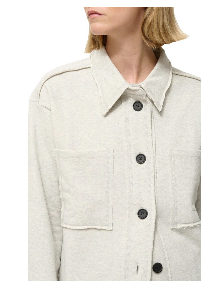 HUMILITY camicia donna over felpa garzata grigio chiaro melange CLEOR 85% cotone 15% poliestere