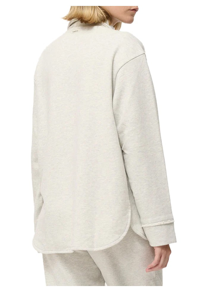 HUMILITY camicia donna over felpa garzata grigio chiaro melange CLEOR 85% cotone 15% poliestere