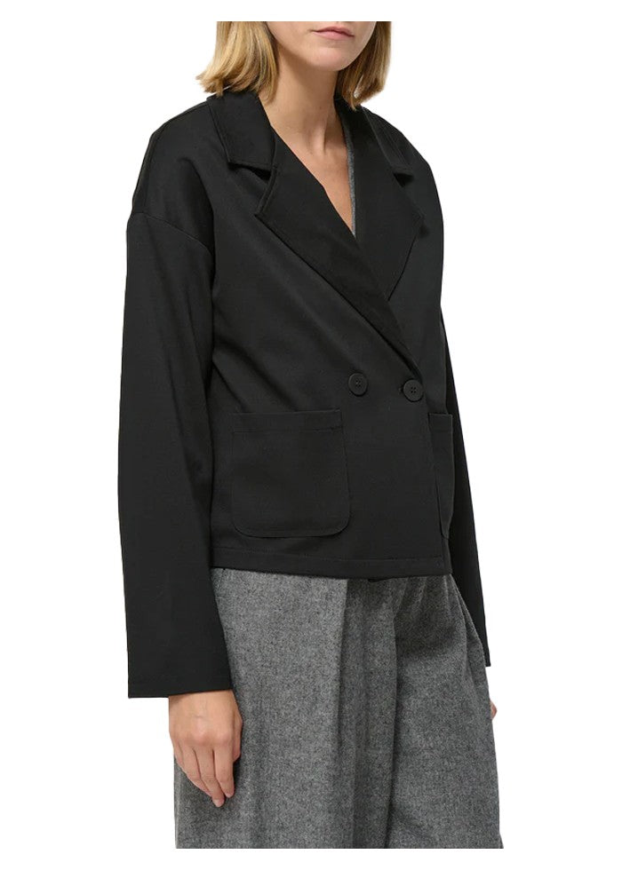 HUMILITY giacca donna corta punto milano nero CASIDY MADE IN ITALY