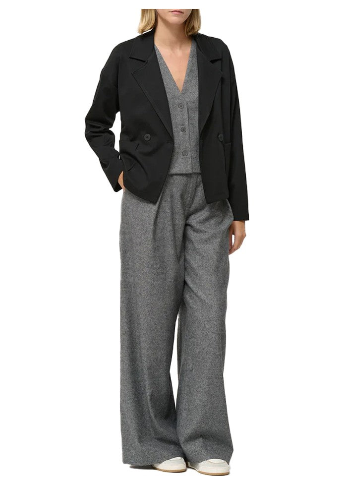 HUMILITY giacca donna corta punto milano nero CASIDY MADE IN ITALY