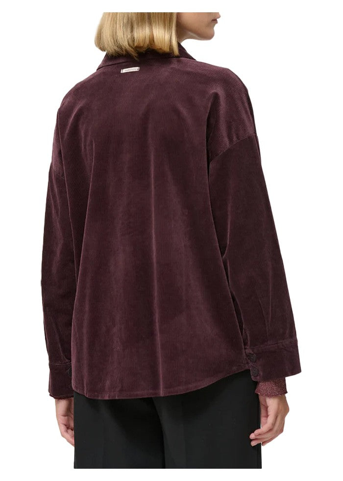 HUMILITY camicia donna oversize velluto prugna CARTER-V MADE IN ITALY