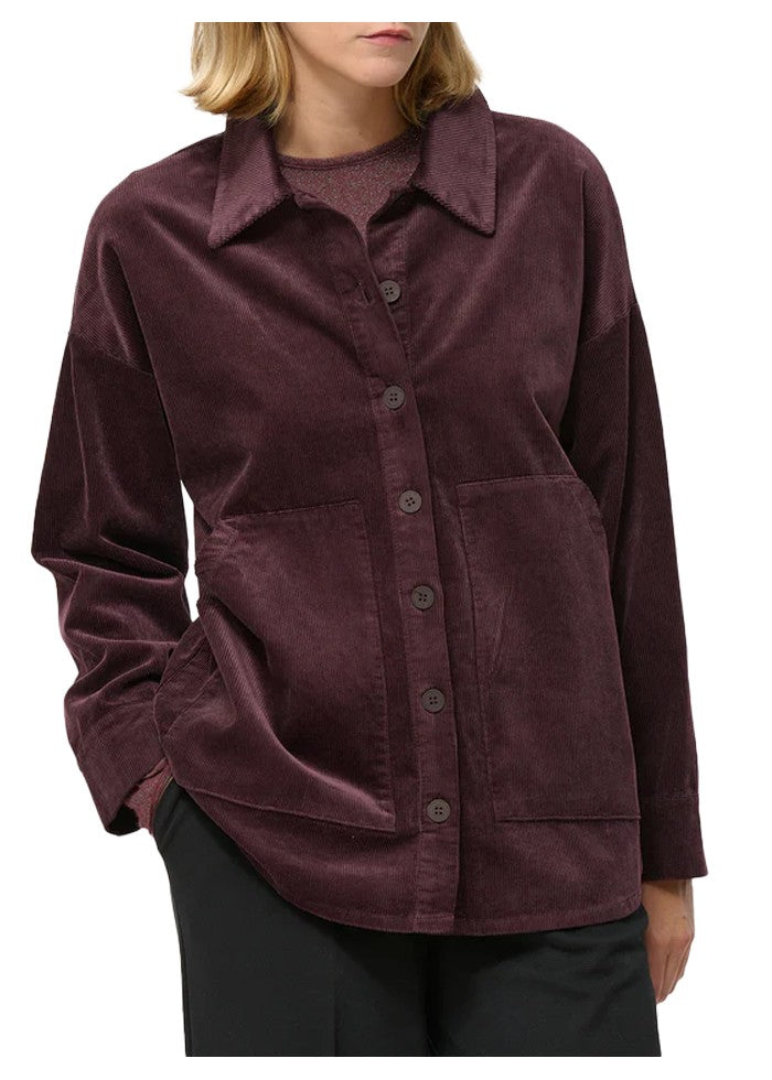 HUMILITY camicia donna oversize velluto prugna CARTER-V MADE IN ITALY