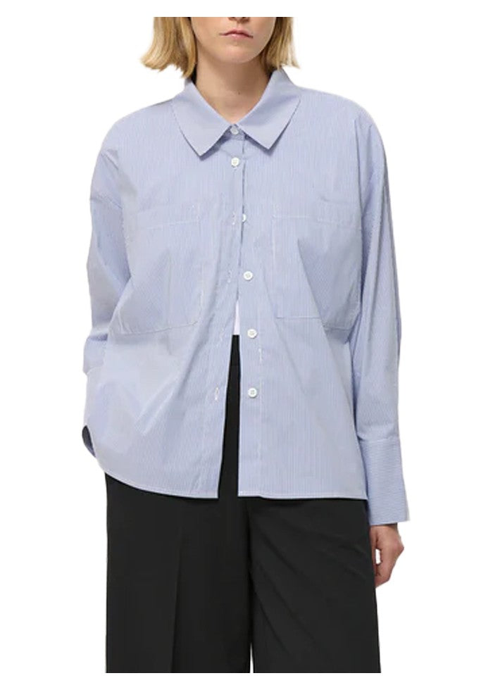 HUMILITY camicia donna over righe bianco/azzurro IWA-R MADE IN ITALY