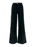 J-CUBE jeans donna palazzo velluto liscio nero MILA MADE IN ITALY