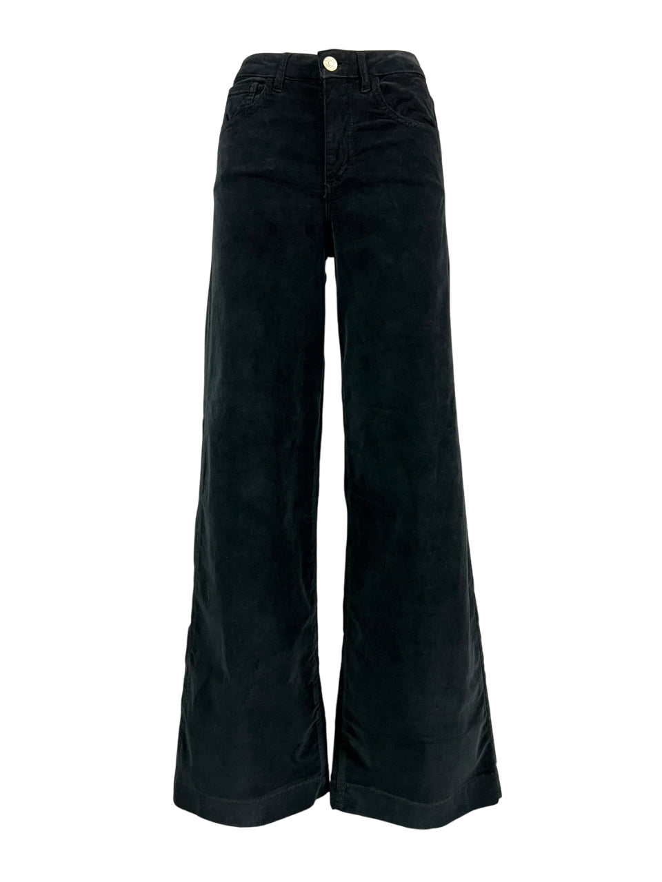 J-CUBE jeans donna palazzo velluto liscio nero MILA MADE IN ITALY