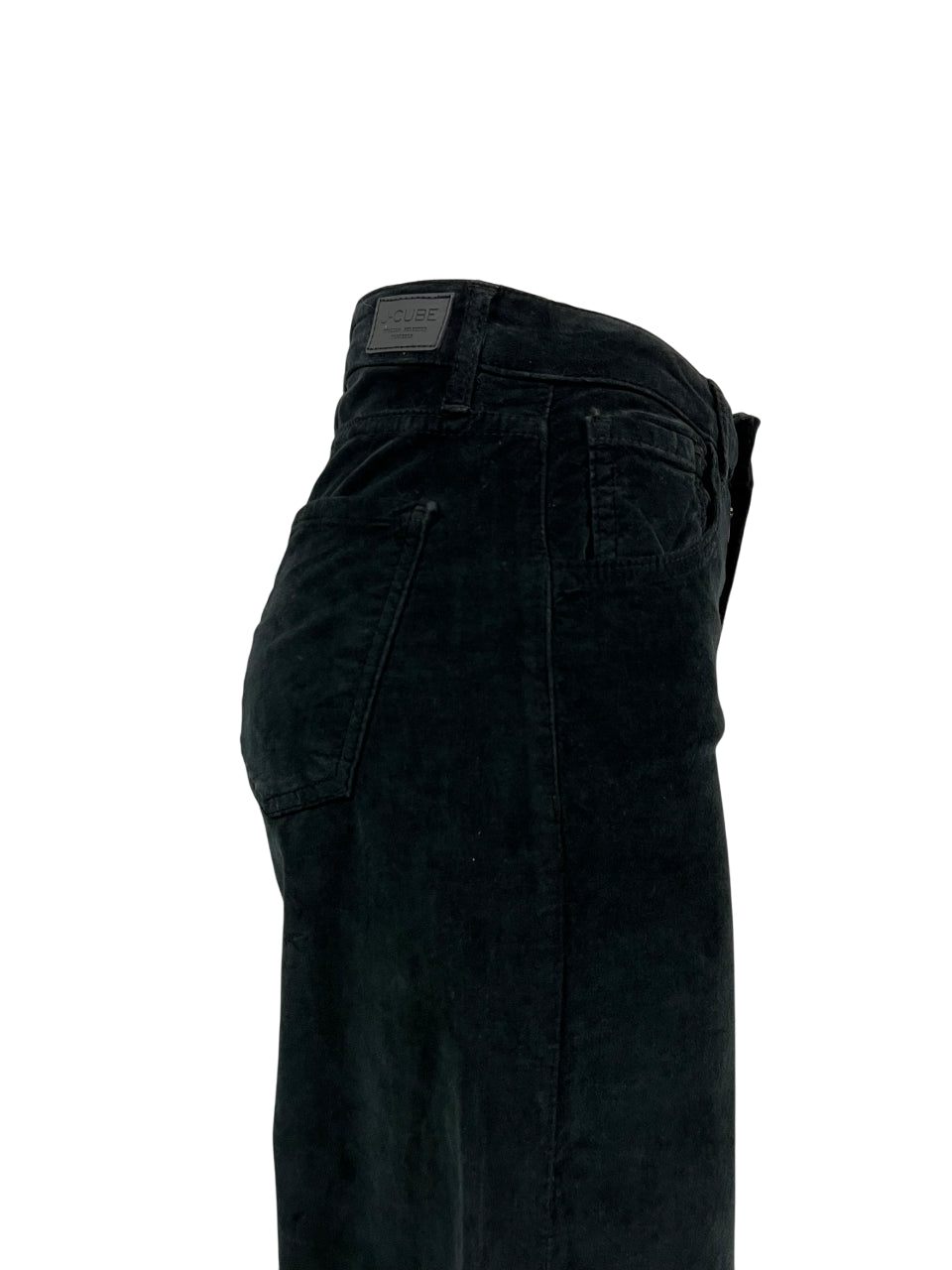 J-CUBE jeans donna palazzo velluto liscio nero MILA MADE IN ITALY