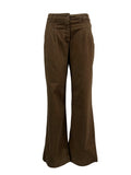 J-CUBE pantalone donna cotone pesante marrone armaturato a palazzo NARCISO TWEED MADE IN ITALY