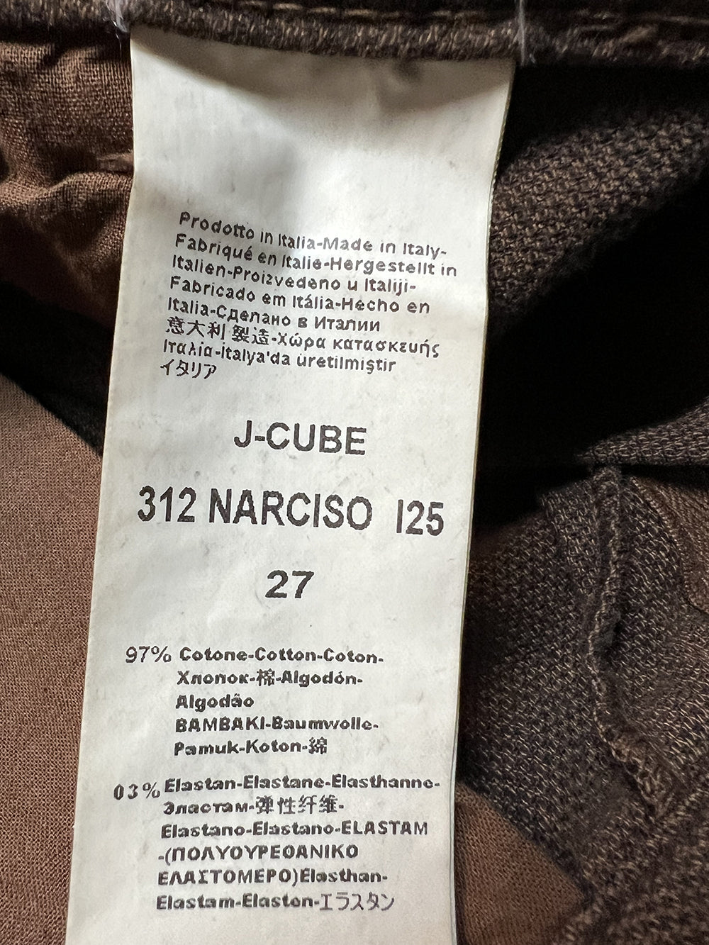 J-CUBE pantalone donna cotone pesante marrone armaturato a palazzo NARCISO TWEED MADE IN ITALY