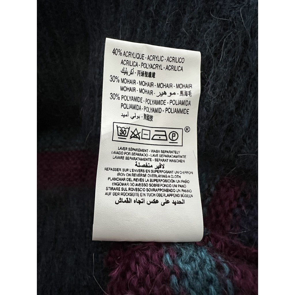 LA FEE MARABOUTEE maglia donna girocollo righe multicolor viola/petrolio TIJANE MADE IN ITALY