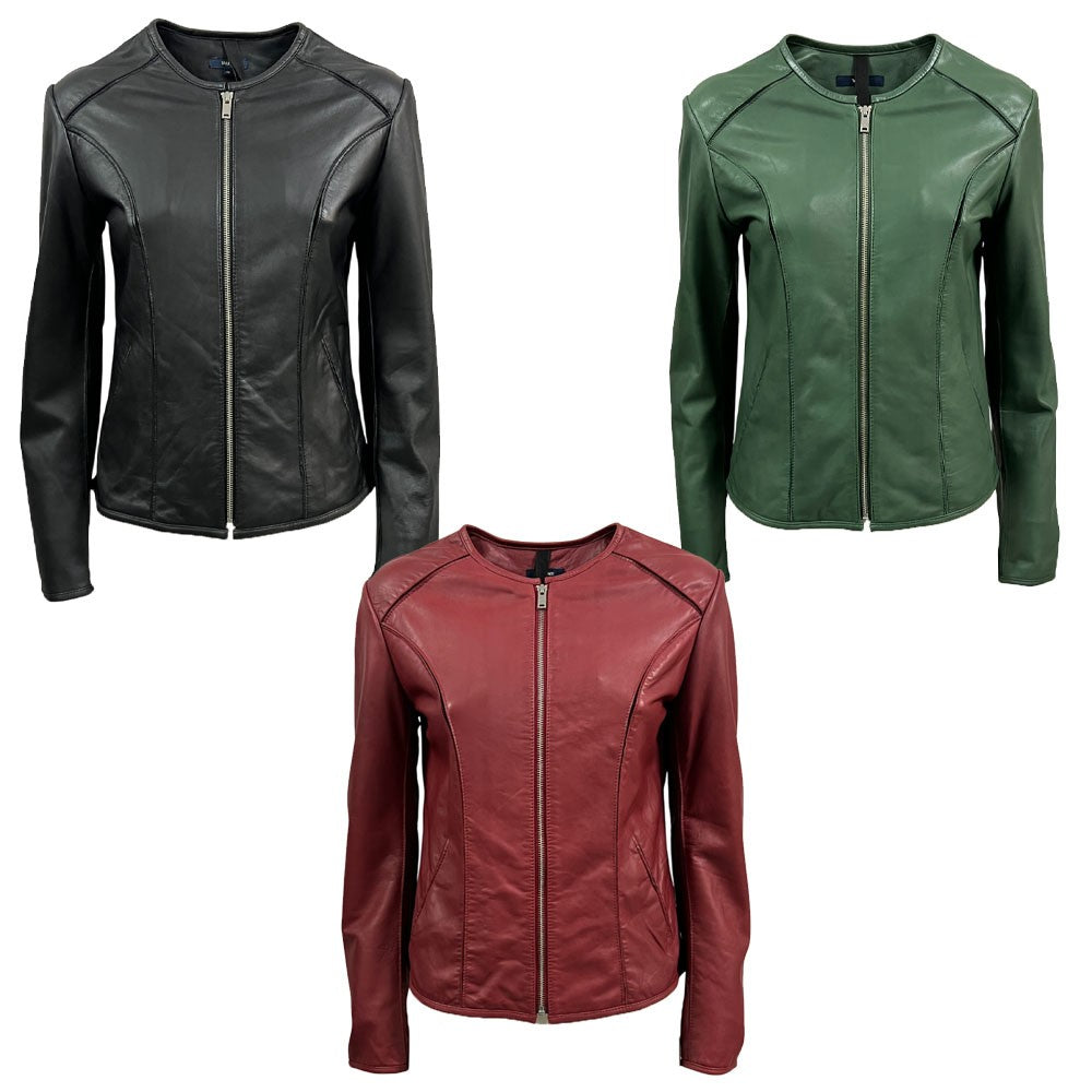 TALENTI giacca donna girocollo in pelle lavata P420 100% pelle