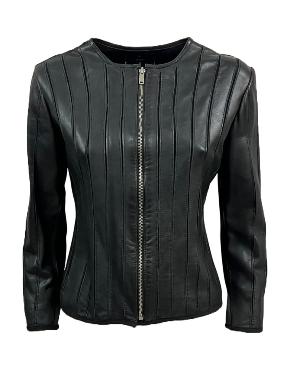 TALENTI giacca donna intarsi pelle lavata nera P400 100% pelle