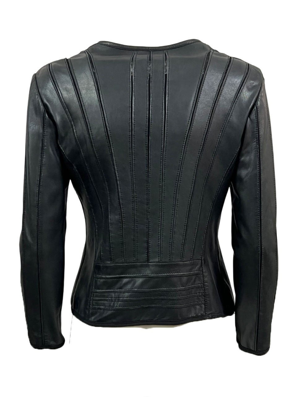 TALENTI giacca donna intarsi pelle lavata nera P400 100% pelle