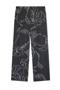 LIVIANA CONTI pantalone donna ampio viscosa stampata ZODIACO nero/bianco F5SU30 MADE IN ITALY