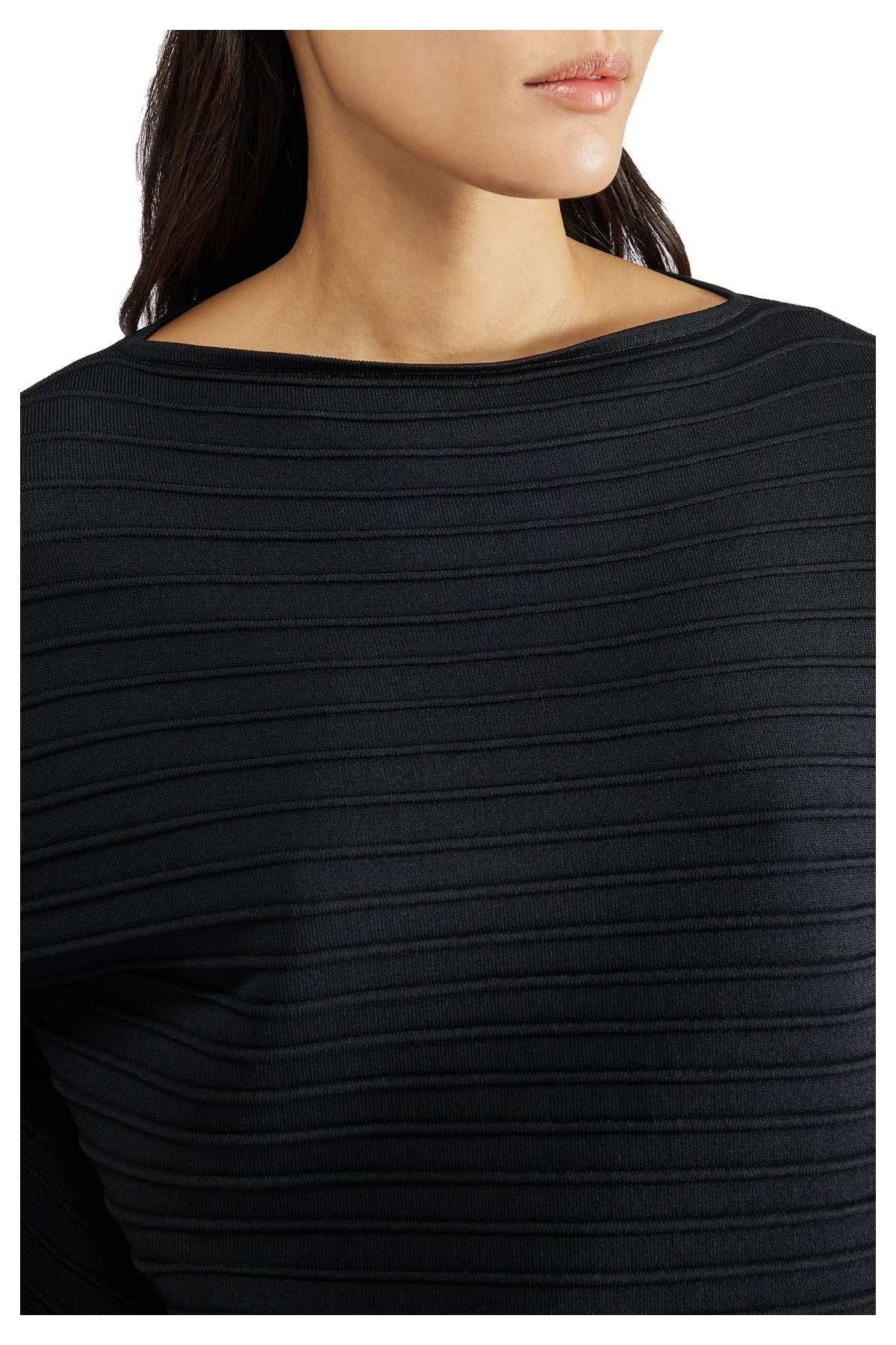 LIVIANA CONTI maglia motivo a rilievo nero profili blu a scatola F5SA42 MADE IN ITALY