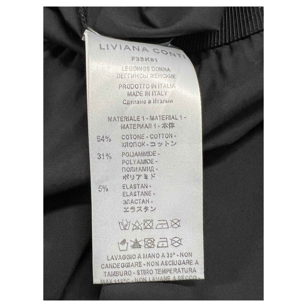 LIVIANA CONTI pantalone donna nero leggins cotone leggero F3SK81 MADE IN ITALY