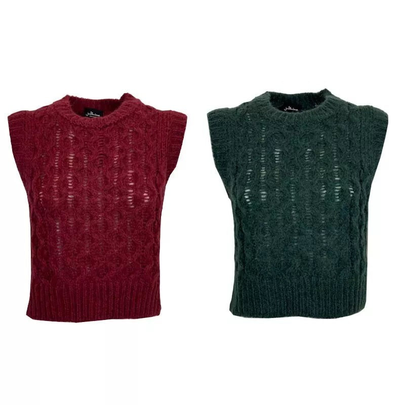 JUSTMINE gilet donna corto a trecce JABMFFW24-G045 MADE IN ITALY