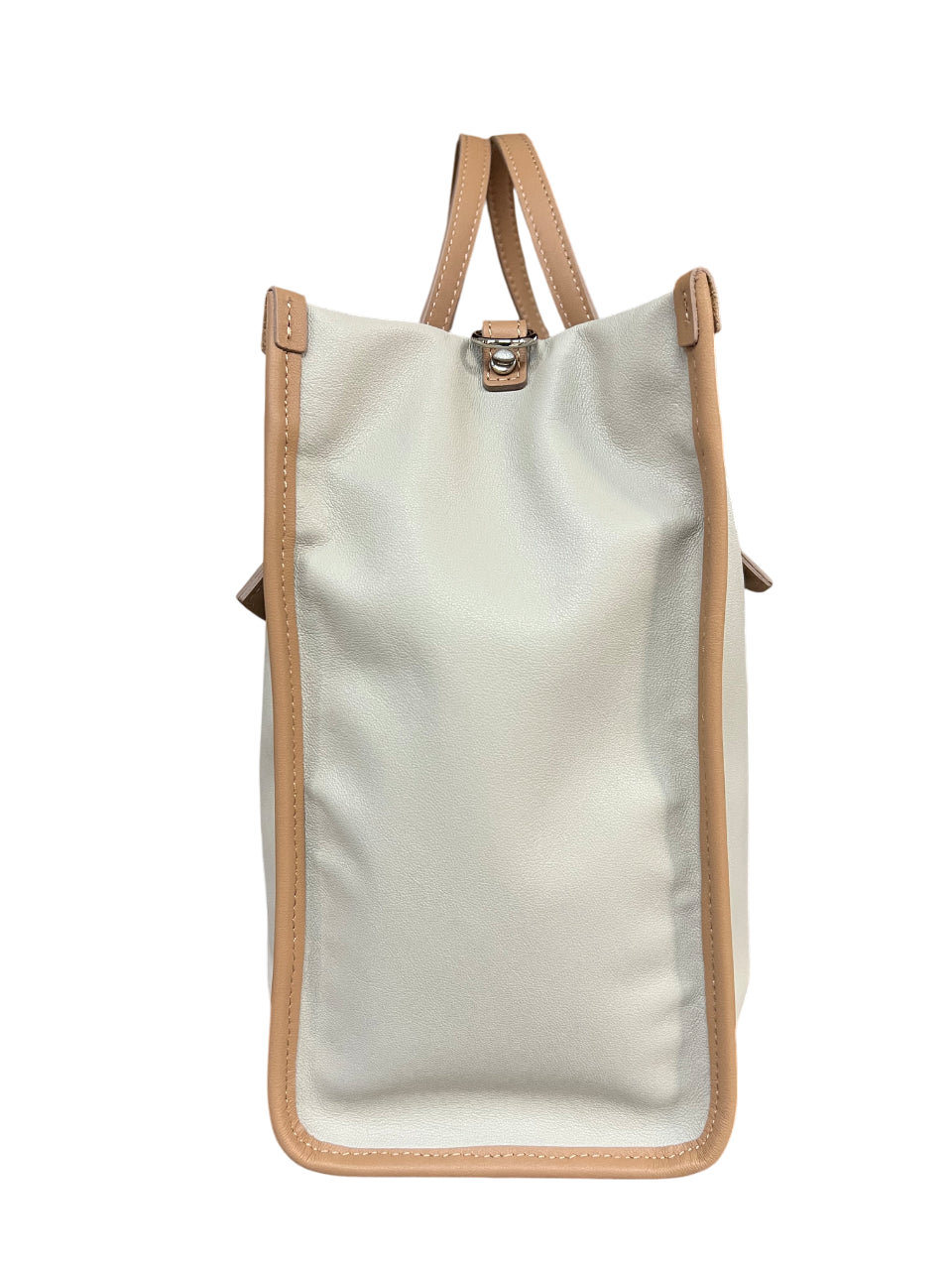 RIPANI borsa donna bicolore perla/nocciola con logo in contrasto E621LL ALDA 100% pelle MADE IN ITALY