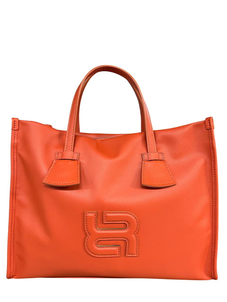RIPANI borsa donna arancio scuro con logo in tinta  E621LL ALDA 100% pelle MADE IN ITALY