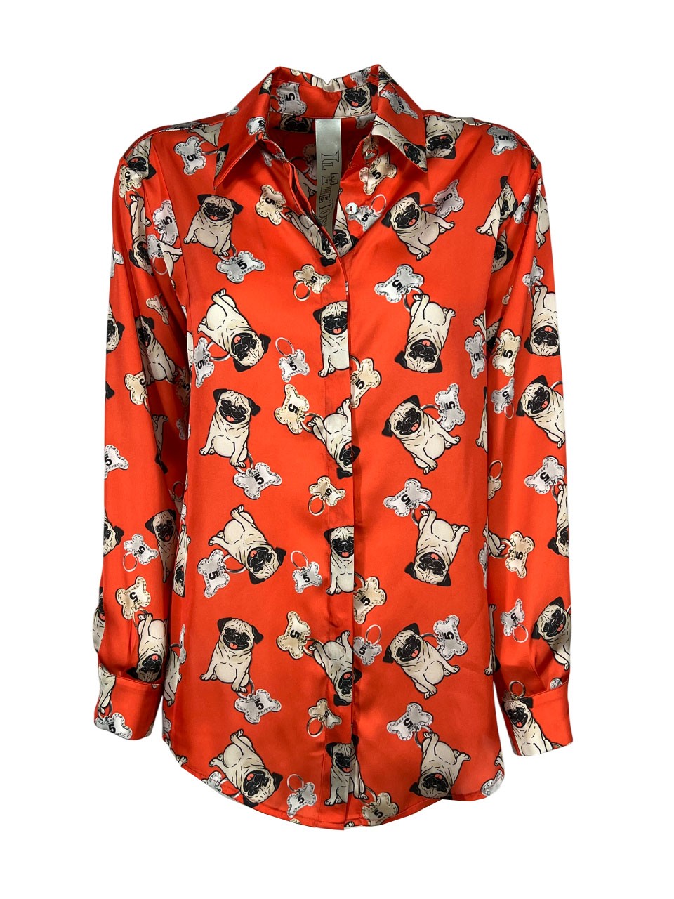 IL THE DELLE 5 camicia donna over arancio scuro fantasia DOG  PACHA 56 ST DOG MADE IN ITALY