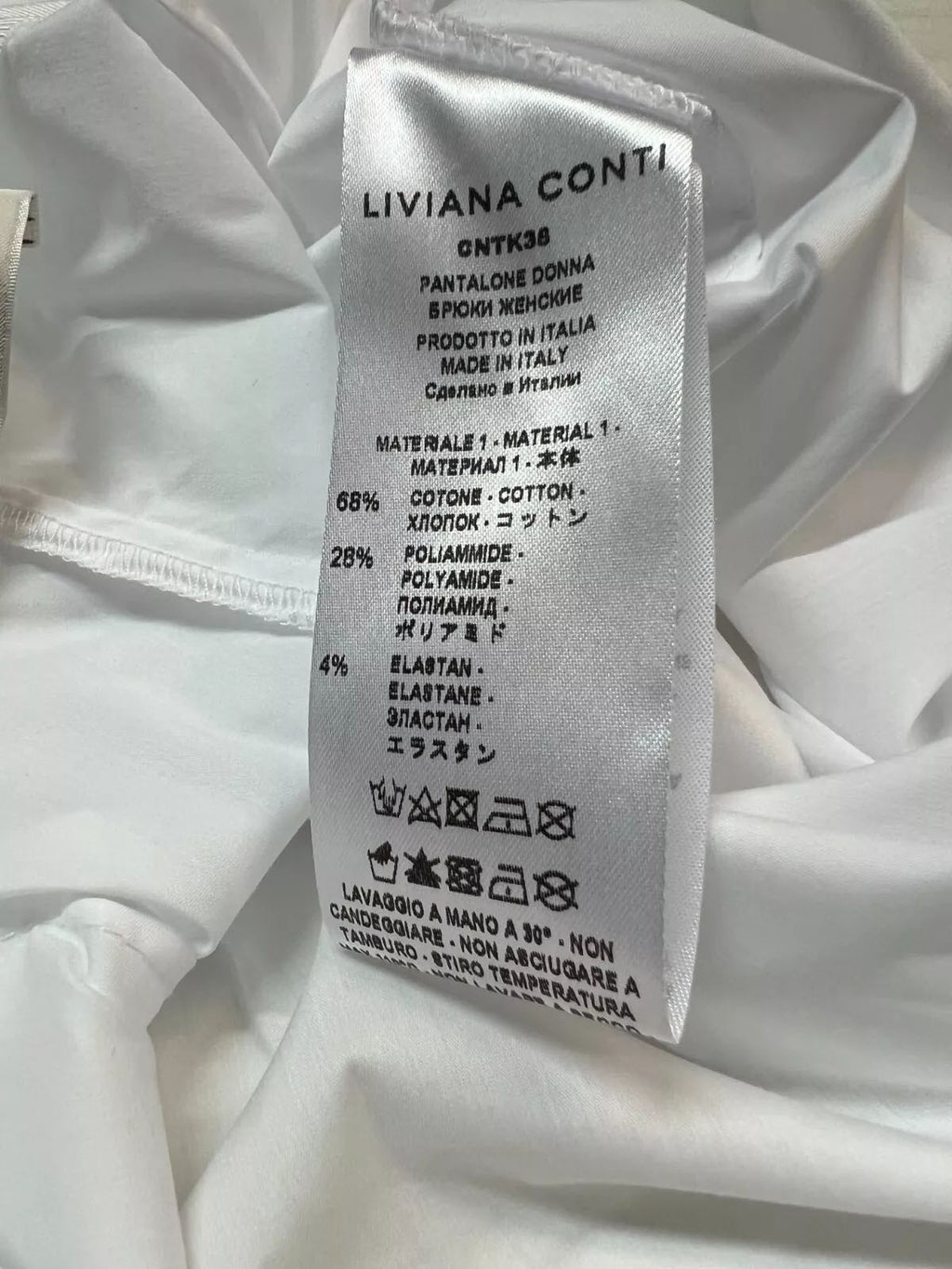LIVIANA Conti Pantalone Donna Cotone Leggero trombetta Bianco CNTK38 CLAUDETTE Made in Italy