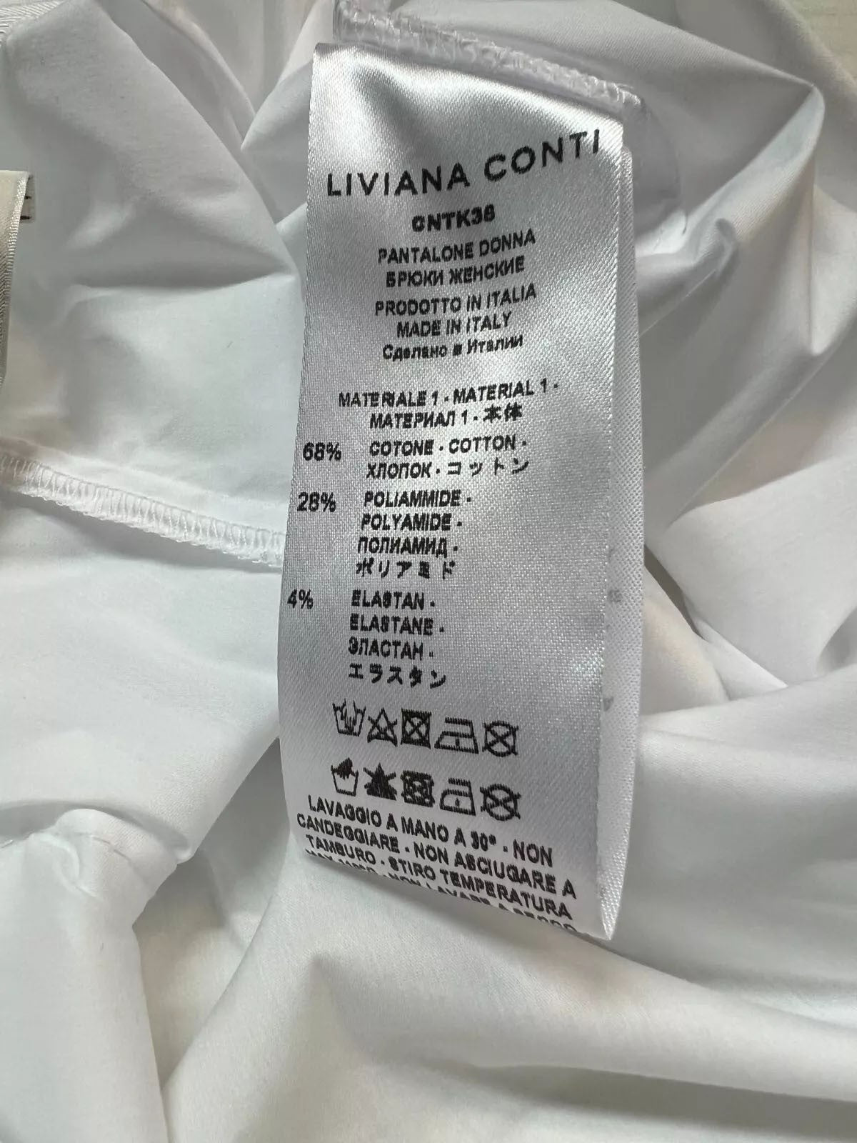 LIVIANA Conti Pantalone Donna Cotone Leggero trombetta Bianco CNTK38 CLAUDETTE Made in Italy