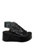 A.S. 98 scarpa donna con buchi nera/smoke aperta in punta e al tallone  B99006 100% pelle