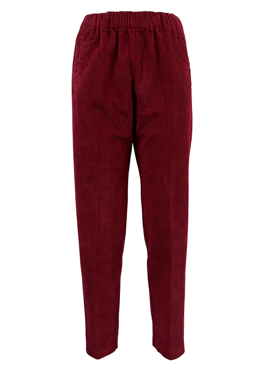 4.10 by BottegaChilometriZero pantalone donna velluto rosso scuro  DD23242 ORTLES MADE IN ITALY