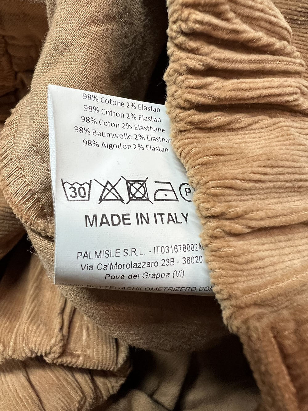 4.10 by BottegaChilometriZero pantalone donna velluto millerighe DD24875 EVEREST MADE IN ITALY